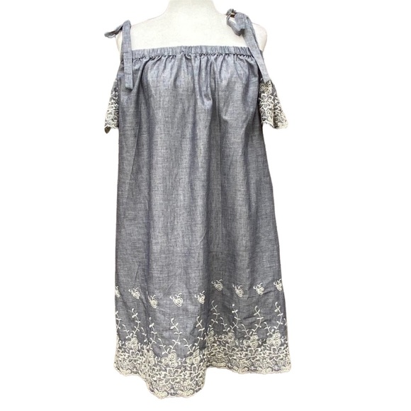 mittoshop Dresses & Skirts - MITTOSHOP Cotton Tie Off Shoulder Embroidered Dress